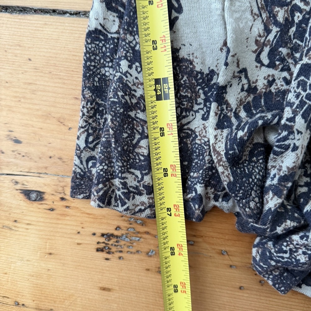 Nic + Zoe Cardigan L Beige Black Graphic Silk Linen Tie Waist Fairy Grunge Indie - Picture 9 of 9